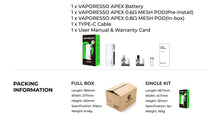Load image into Gallery viewer, Vaporesso APEX Pod System Kit 2000mAh 5ml (Max 30W) (preorder)