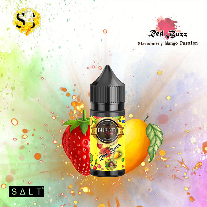 Bursty Red Buzz Saltnic eliquid | Strawberry Mango Passion-30ml Saltnic-FrenzyFog-Beirut-Lebanon