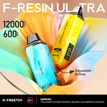 Load image into Gallery viewer, Freeton F-RESIN Ulta DISPOSABLE 12000 PUFFS 5%-Mango Peach Watermelon-FrenzyFog-Beirut-Lebanon