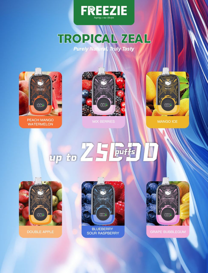 Freezie TZ 25000 Puff Disposable 50mg-Peach Mango Watermelon Ice-FrenzyFog-Beirut-Lebanon