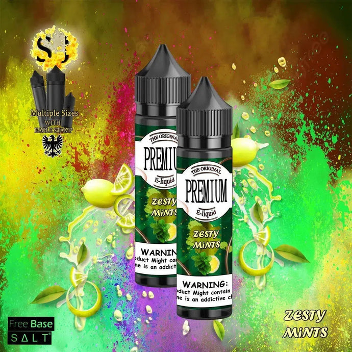 Premium Zesty Mints Freebase eliquid | Lemon Mint-60ml (Short fill 50ml)-FrenzyFog-Beirut-Lebanon